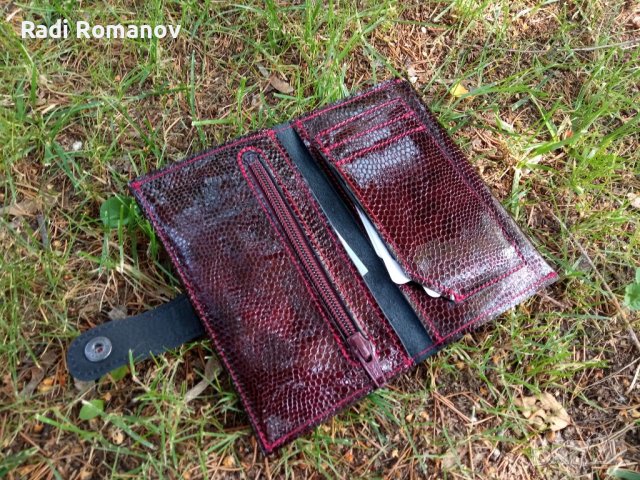 Дамски кожен портфейл, дамско портмоне,ръчна изработка, бордо, снимка 7 - Портфейли, портмонета - 41421087
