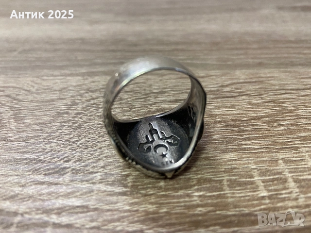 Сребърен мъжки пръстен проба 925 с османски герб и полумесец, снимка 4 - Пръстени - 53266509