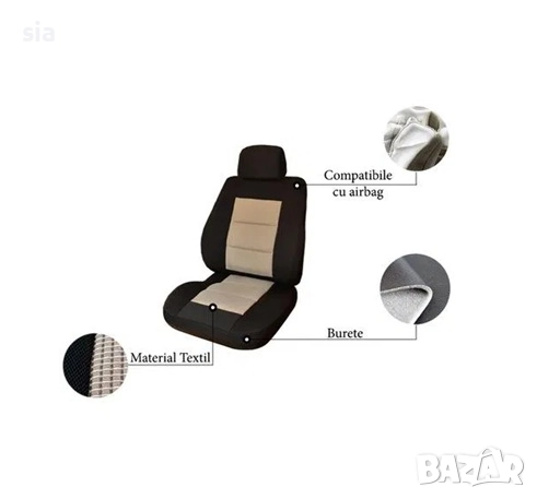 Тапицерия за кола, Бежава с черно, 8 ч., снимка 2 - Аксесоари и консумативи - 44271313