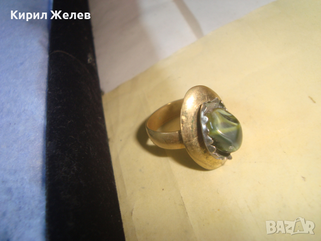 СТАРИНЕН МЕДЕН с ДЪЛБОКА ПОЗЛАТА СКЪПОЦЕНЕН ПРЪСТЕН с ПОЛИРАН НАТУРАЛЕН ЯСПИС РЪЧНА ИЗРАБОТКА 22219, снимка 14 - Антикварни и старинни предмети - 36422773