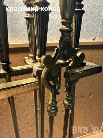 месингови прибори за камина, снимка 4 - Антикварни и старинни предмети - 53431803