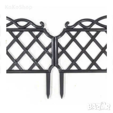 Декоративна ограда-397.5 х29.5 см./черна пластмасова градинска ограда, снимка 2 - Огради и мрежи - 49597755