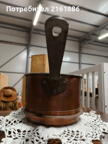 Меден тиган използван за кашпа , снимка 3 - Саксии и кашпи - 52341389