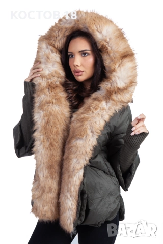 Зимно дамско яке с качулка 4070, яка от изкуствен косъм, снимка 4 - Якета - 52500655