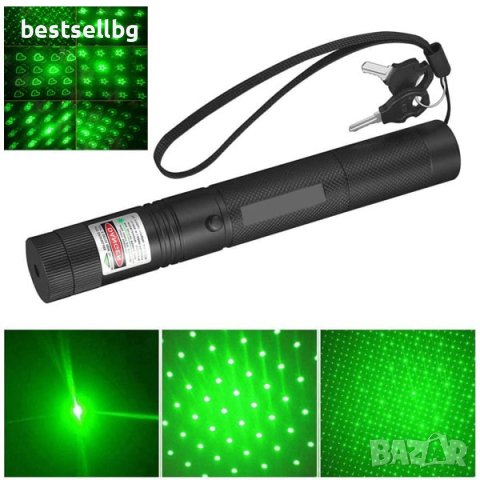 Мощен акумулаторен зелен лазер с приставки фигури за деца нов модел, снимка 7 - Измервателни инструменти - 40798509