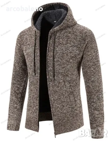 Ежедневно мъжко плетено яке с качулка и цип, 5цвята , снимка 13 - Якета - 47740924
