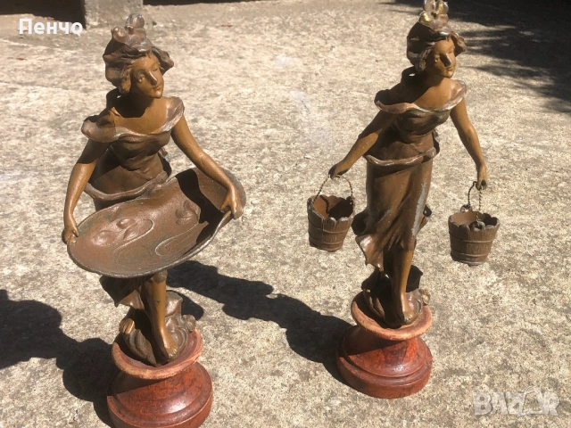 чифт старинни метални фигури, снимка 2 - Антикварни и старинни предмети - 49729809