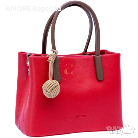 Класическа дамска чанта AMORE Alessia - Red, снимка 2 - Чанти - 53584484