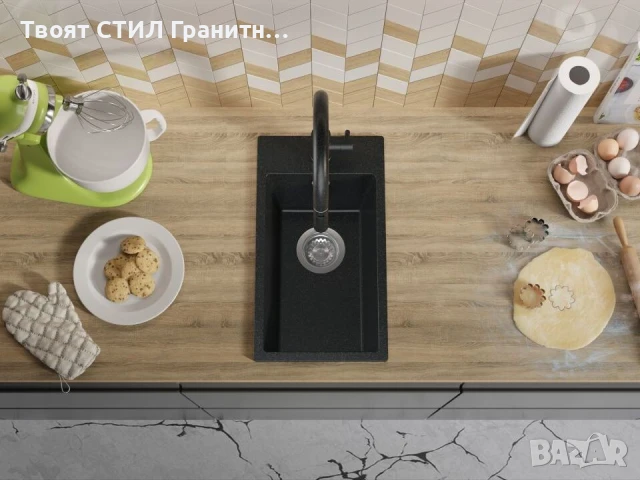 Графит кухненска гранитна мивка Рига 30 XL 280 x 500 mm, снимка 5 - Мивки - 51248957