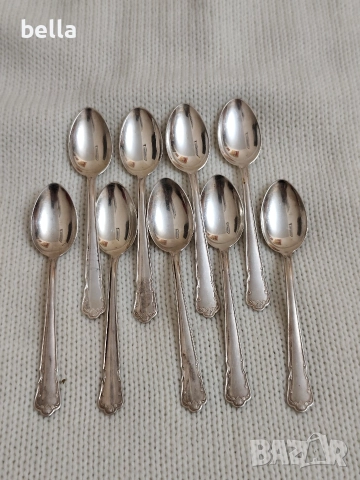 Комплект сребърни стари лъжички за кафе 9 броя на фирмата GAB