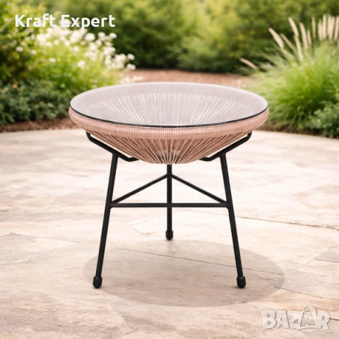 Дизайнерска маса Acapulco – метална конструкция и стъклен плот, снимка 2 - Градински мебели, декорация  - 53699386