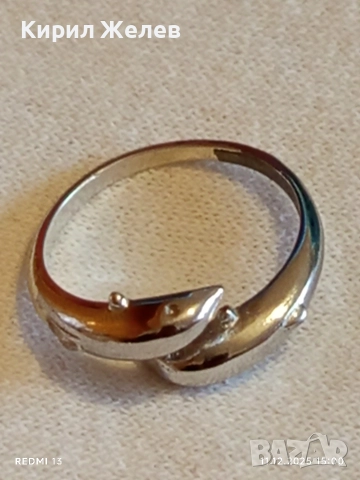 Римантичен сребърен пръстен два делфина много красив стилен дизайн 52406, снимка 6 - Пръстени - 52736284