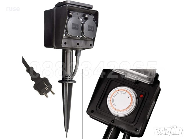 НОВИ! Контакт с таймер разклонител двоен външен IP44 3680W 16(2)А, снимка 8 - Градинска техника - 41249591