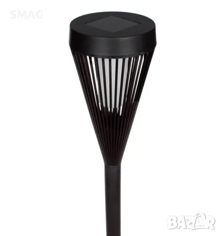 Слънчев фенер соалрна лампа LED свещ с пламък ефект пластмаса черен 35.5 см S_1220622, снимка 3 - Соларни лампи - 49905262
