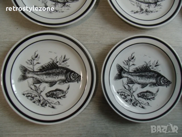 № 8071 комплект 9 броя стари порцеланови чинии - COLDITZ  - илистрюцация - риби - печат / маркировка, снимка 4 - Други ценни предмети - 50477989