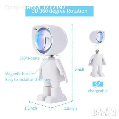 LED прожекторна лампа астронавт,слънчев залез,USB +акумулаторна батерия, снимка 14 - Настолни лампи - 40900006