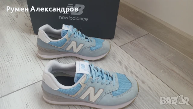 Сини дамски велурени маратонки New Balance 574 Classic р-р EUR38, снимка 6 - Маратонки - 51240649