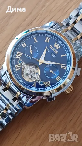 Olevs Автоматик, Дисплей Скелетон, HD Светещ, Прозрачен гръб, Мултифункционален, Календар, 3 ATM, снимка 8 - Мъжки - 46975116