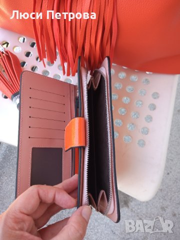 Страхотна дамска чанта и портмоне в оранжев цвят , снимка 4 - Чанти - 41565993
