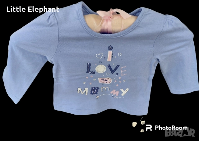 Блузка с дълъг ръкав за момиченце на 6-9 мес"I love my mummy",Англия/нова