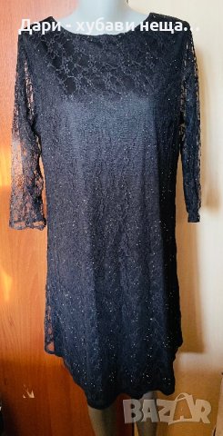 Дантелена рокля в черно, с камъчета🍀❤️L,XL❤️🍀арт.5003