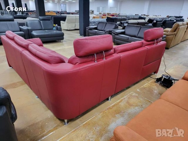 Червен кожен ъглов диван "HUKLA HU-SF15058" с ел.релакс, снимка 8 - Дивани и мека мебел - 39688909