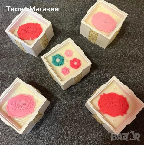 Ръчно изработен подарък за 8-ми март | Соева свещ в гипсово-керамична форма, снимка 4 - Подаръци за жени - 53105852