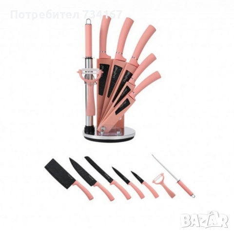 Комплект кухненски н о ж о в е 8 в 1 с въртяща се стойка Cheffinger за подредена кухня, снимка 6 - Аксесоари за кухня - 53196710