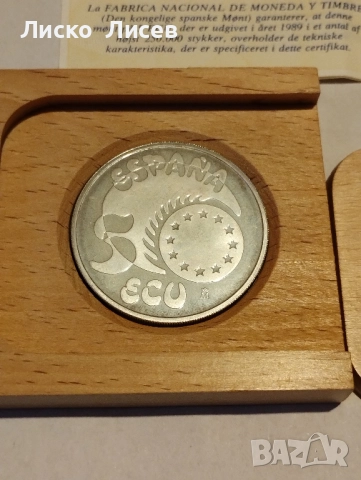 Испания 5 екю 1989г., снимка 8 - Нумизматика и бонистика - 52943360