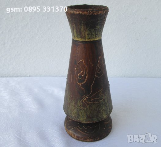 Дървена ваза, стара, снимка 1 - Вази - 40211744