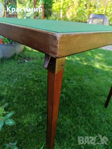 Стара английска сгъваема маса за игра на карти , снимка 2 - Антикварни и старинни предмети - 50538666