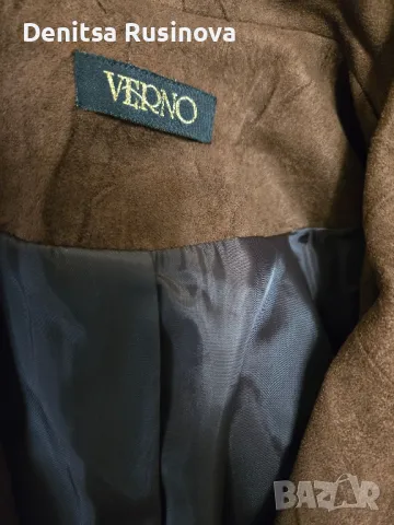 Дамски костюм сако. и пола, кафяв велур размер 46 отговаря на М-L. Много запазен, снимка 5 - Костюми - 48547416