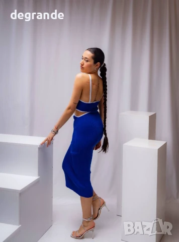 Елегантна синя рокля , снимка 2 - Рокли - 50905632