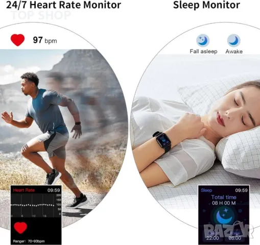 Смарт часовник за мъже, жени, 1,69" HD екран за проследяване на активността, интелигентен часовник,, снимка 3 - Смарт гривни - 48836474