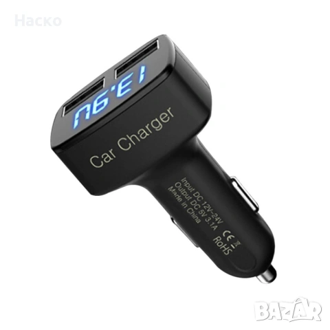 Зарядно устройство за автомобил 4 в 1 Dual-USB 12-24V, снимка 2 - Зарядни за кола - 53440419