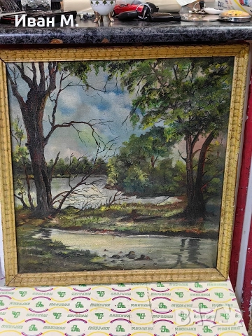 Стара маслена картина върху платно , снимка 5 - Картини - 52986977