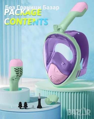 Нова Детска цяла шнорхел маска 180° панорама, антифог за гмуркане деца, снимка 8 - Водни спортове - 53566853