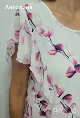 Елегантна рокля от фин тънък еластичен плат–ликра с шифон, снимка 2 - Рокли - 47303858