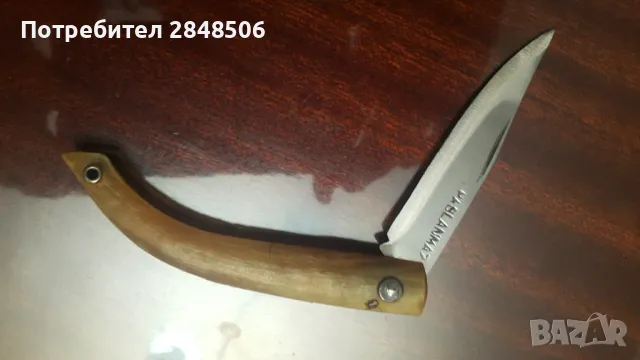 Продавам сгъваем нож, ръчна изработка с дръжка от кози рог, подарък - кутийка., снимка 5 - Ножове - 48074319