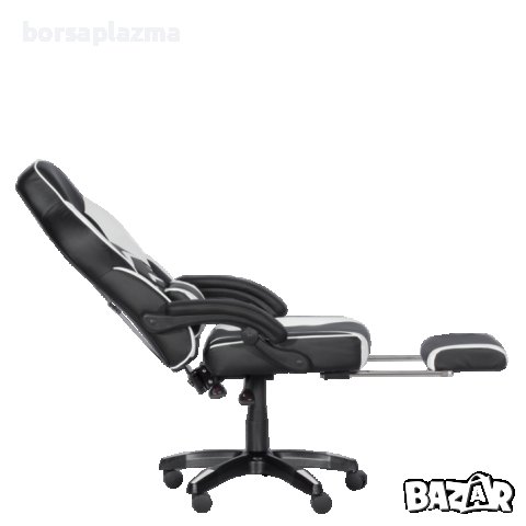 Геймърски стол Carmen 6198 с подвижна опора за крака - Черен/Бял, снимка 6 - Столове - 13559246