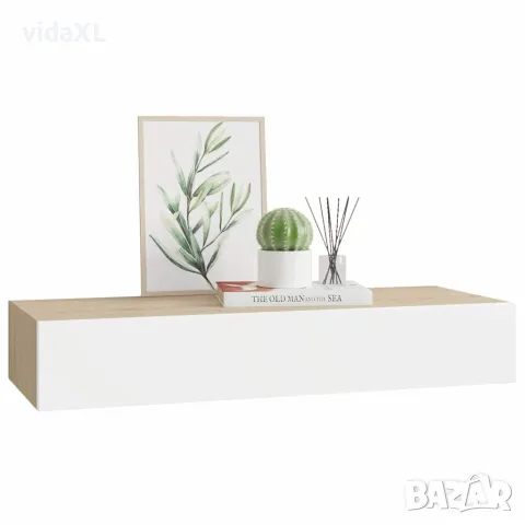 vidaXL Стенен рафт за чекмеджета, дъб и бяло, 60x23,5x10 см, MDF, снимка 4 - Етажерки - 56146903