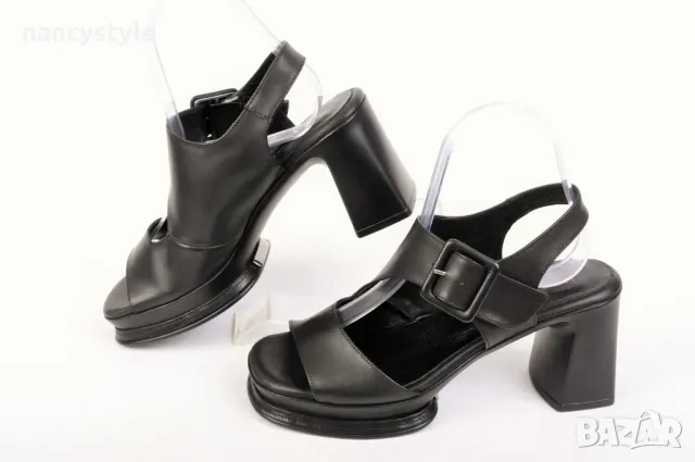 СЕЗОН'25! Елегантни черни дамски сандали от естествена кожа, снимка 1