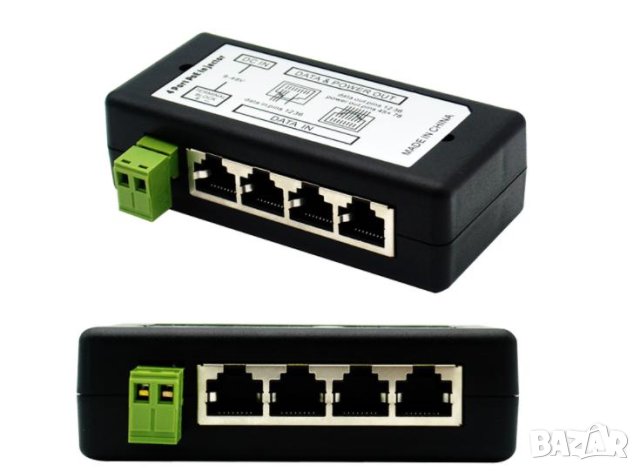 PoE Hub Splitter Injector 8 Портов DC Мрежови Инжектор PoE Injector 4 Port IP NVR POE 4 Портово PoE, снимка 4 - IP камери - 41310802