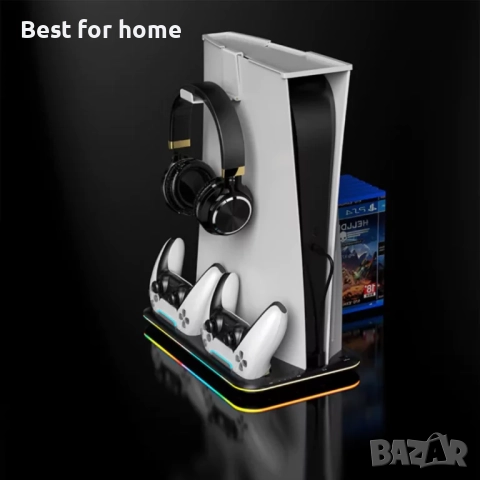 Охлаждаща стойка за Playstation 5 RGB с докинг станция за зареждане с два контролера , снимка 2 - Аксесоари - 52430922