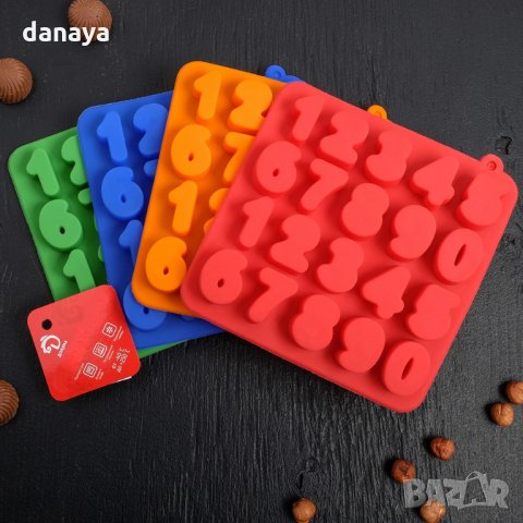 2412 Силиконова форма за бонбони и лед Цифри, снимка 6 - Форми - 34160133