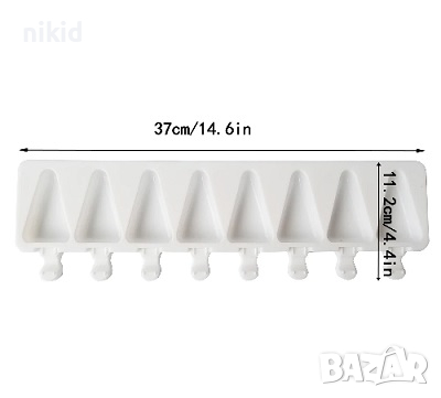 8 триъгълни елха ескимо сладолед Popsicle Попсикъл молд силиконова форма калъп за направа на десерти, снимка 2 - Форми - 44840342