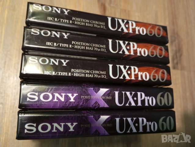 Лот от 5бр чисто нови хромни касети Sony UX-Pro 60, снимка 2 - Аудио касети - 52349001