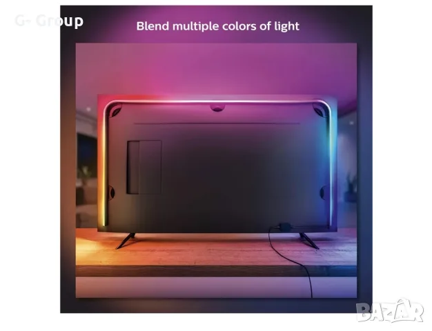 Смарт LED RGB Лента PHILIPS! За 65 инча TV ! 20W, 1100лумена! Бяла и цветна светлина ,254см, снимка 5 - Лед осветление - 55964105