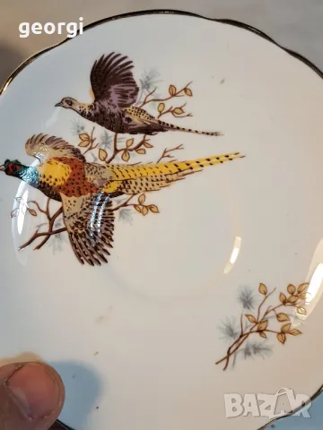 английски порцеланов сет за чай с фазани   4/3, снимка 4 - Чаши - 49028126