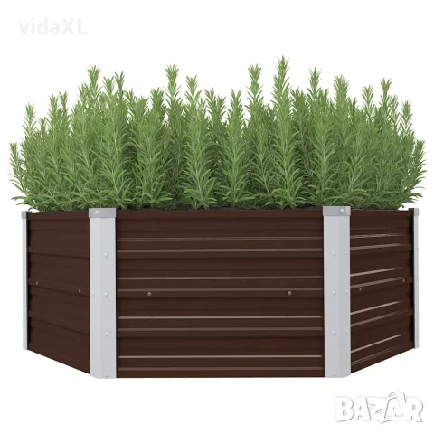 vidaXL Повдигната леха, кафява, 129x129x45 см, поцинкована стомана（SKU: 45710）